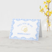 Carte Citrons et carreaux bleus Proposition d'une domest (Fleur jaune)