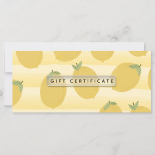 Carte Citrons jaunes Certificat cadeau d'été Fruit brill