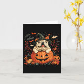 Carte Citrouille anglais Buldog Halloween Hommes d'actio (Fleur jaune)