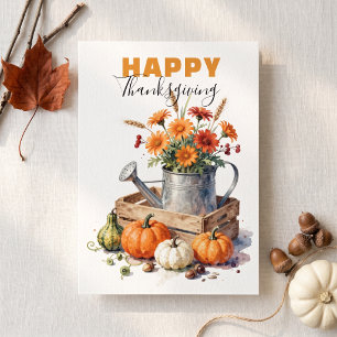 Carte Citrouille aquarelle rustique Floral automnal Acti