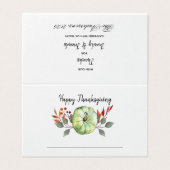 Carte Citrouille Aquarelle verte Thanksgiving (Outside Unfolded)