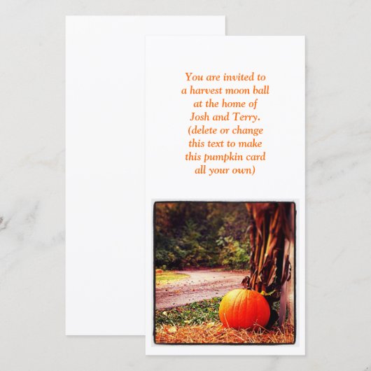 Carte Citrouille automne (Devant / Derrière)