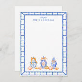 Carte Citrouille Automne Chinoiserie Ginger Jar No (Devant / Derrière)