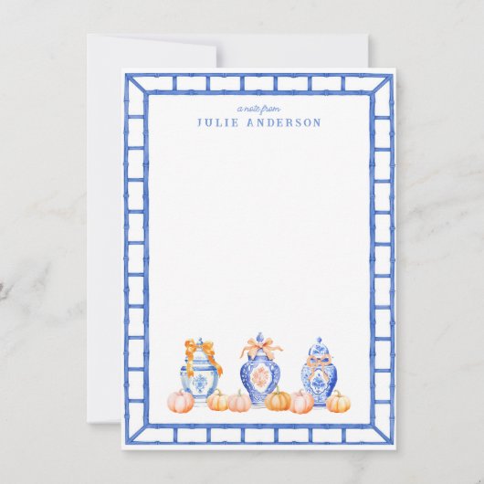 Carte Citrouille Automne Chinoiserie Ginger Jar No (Devant)