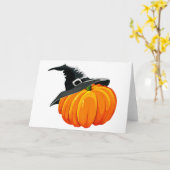 Carte Citrouille avec Casquette sorcier (Fleur jaune)