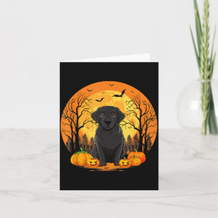 Carte Citrouille avec costume drôle d'Halloween noir