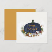 Carte Citrouille bleu de la marine heureux automne (Devant / Derrière)