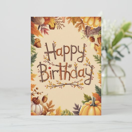 Carte Citrouille Chaleureux Editable Automne Automne Aut (Debout devant)