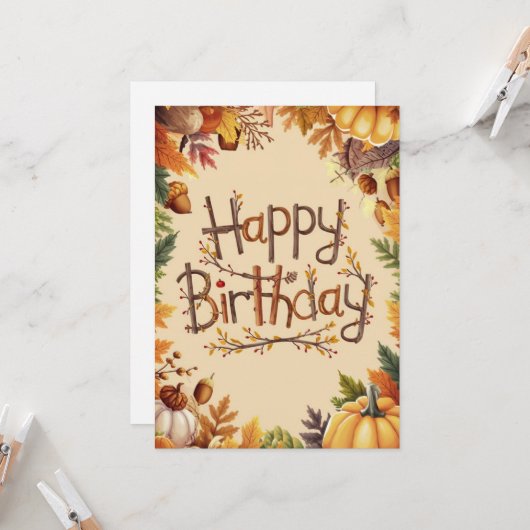 Carte Citrouille Chaleureux Editable Automne Automne Aut (Devant/Arrière en situation)