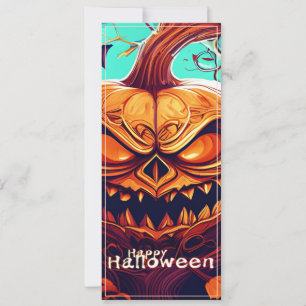 Carte Citrouille chauve-souris Jack-o-Lantern féroce Art