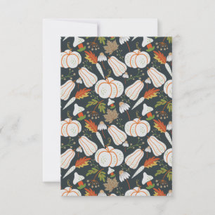 Carte Citrouille continu motif floral noir et blanc