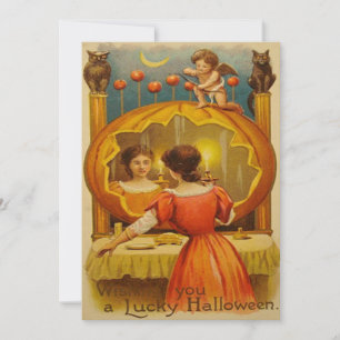 Carte Citrouille Cupidon Hibou Croissant de Lune