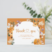 Carte Citrouille d'arc floral d'automne baby shower merc (Debout devant)