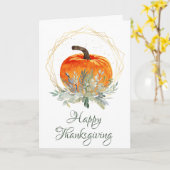 Carte Citrouille d'automne de Thanksgiving à l'aquarelle (Fleur jaune)