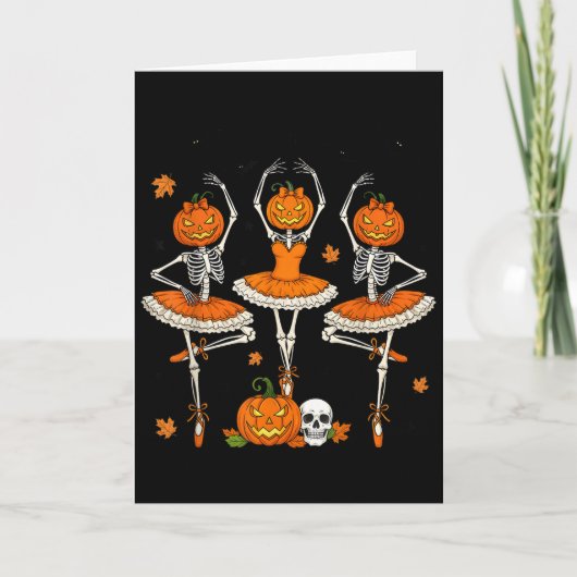 Carte Citrouille de ballet squelette dansant Halloween e (Devant)