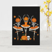 Carte Citrouille de ballet squelette dansant Halloween e (Fleur jaune)
