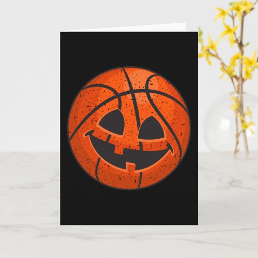 Carte Citrouille de Basket-ball Halloween (Fleur jaune)