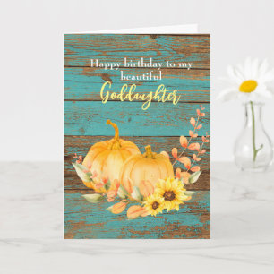 Carte Citrouille de bois Tournesol automne Anniversaire 