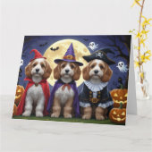 Carte Citrouille de chien Cockapoo Halloween drôle (Fleur jaune)
