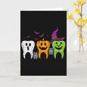 Carte Citrouille de fantôme de dents Sorcière Mignonne D (Fleur jaune)