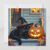 Carte Citrouille de la sieste de chat noir Halloween per (Devant)
