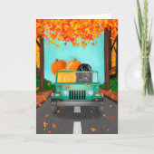 Carte Citrouille de l'automne du chien de Terre-Neuve (Devant)