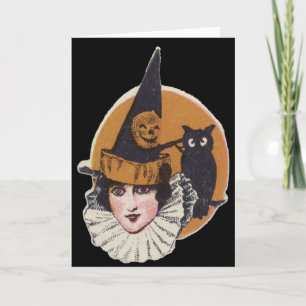 Carte Citrouille de sorcière Art Déco Jack O Lantern hib