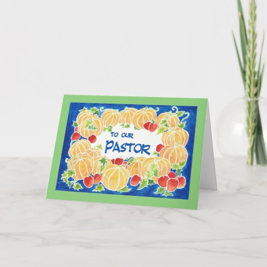 Carte Citrouille de Thanksgiving pour un Pasteur (Devant)