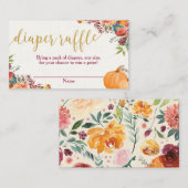 Carte citrouille de tombola de tombola fleurie (Devant / Derrière)