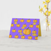Carte Citrouille de Whimsical sur l'Halloween violette (Fleur jaune)