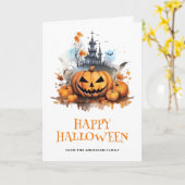 Carte Citrouille déplaisant Haunted House Bats Photo Hal (Fleur jaune)