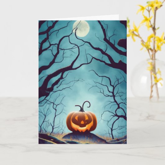 Carte Citrouille d'Halloween (Fleur jaune)