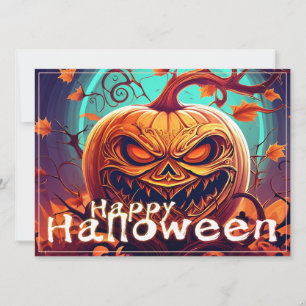 Carte Citrouille d'Halloween à branche tordue ornée