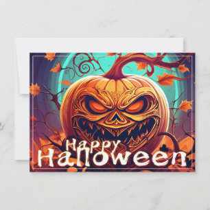 Carte Citrouille d'Halloween à branche torsadée ornée