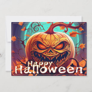 Carte Citrouille d'Halloween à branche torsadée ornée