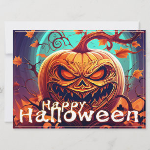 Carte Citrouille d'Halloween à branche torsadée ornée