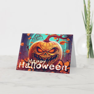 Carte Citrouille d'Halloween à branche torsadée ornée