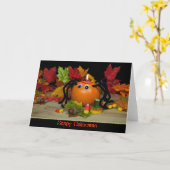 Carte Citrouille d'Halloween araignée (Fleur jaune)
