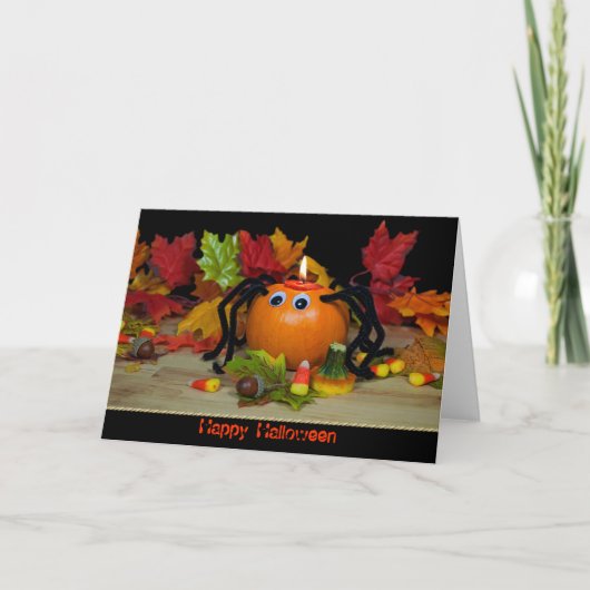 Carte Citrouille d'Halloween araignée (Devant)