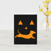 Carte Citrouille d'Halloween Costume de Dachshund Jack-o (Fleur jaune)