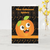 Carte Citrouille d'Halloween effrayé avec araignées et W (Fleur jaune)