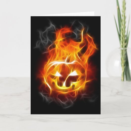 Carte Citrouille d'Halloween en feu (Devant)