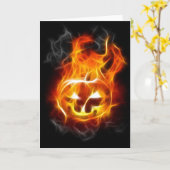 Carte Citrouille d'Halloween en feu (Fleur jaune)