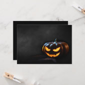 Carte Citrouille d'Halloween Jack-O-Lantern Éffrayant (Devant/Arrière en situation)