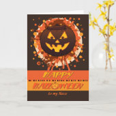Carte Citrouille d'Halloween, pour la nièce, Grunge, Hum (Fleur jaune)