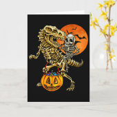 Carte Citrouille d'Halloween squelette de dinosaure pour (Fleur jaune)