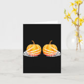 Carte citrouille d'Halloween squelette de main de citrou (Fleur jaune)