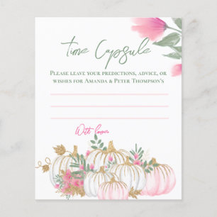 Carte Citrouille doré rose blanc pour bébé temps C