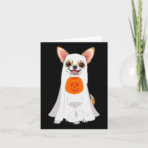 Carte Citrouille du Chihuahua Ghost Halloween Fall Amour