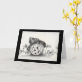 Carte Citrouille en costume de pompier (Fleur jaune)